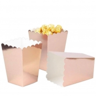 Кутийки за пуканки или сладки цвят розово злато металик, 8 бр. в пакет /Tr/