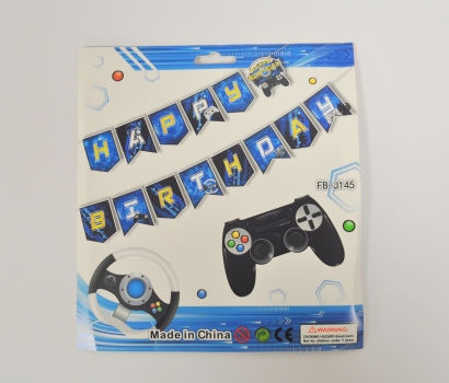 Банер гирлянд Геймърско парти, Happy Birthday, 2,5м. /Gx/