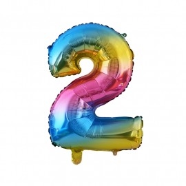 Фолиев балон цифра 0, цвят дъга 80 см /Km/