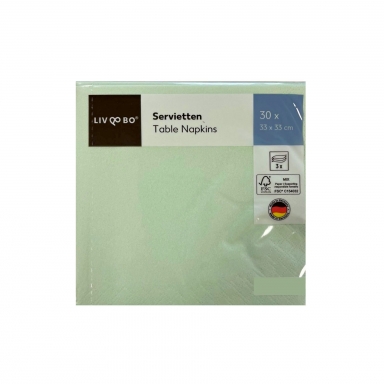 Парти салфетки мента, 30 бр в пакет, 33х33 см /Kf/