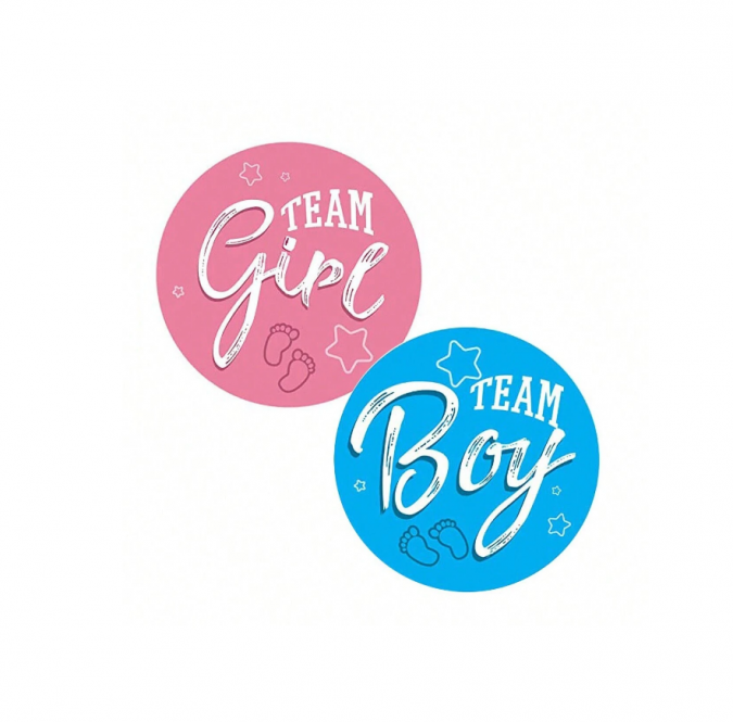 Стикери за разкриване на пола, сини, Team Boy, 12бр /Ch/