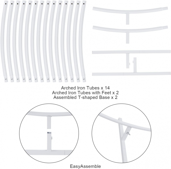 Кръгла метална сглобяема арка под наем, диаметър 200см, цвят бял