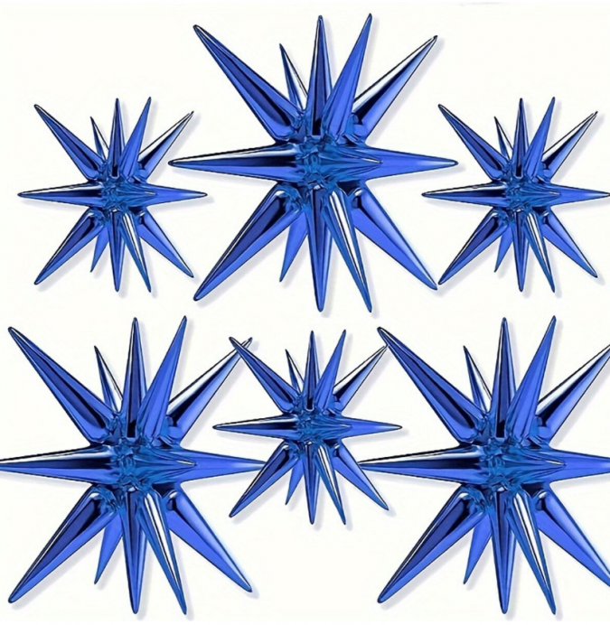 Фолиев балон 3D звезда, цвят син, 55см, 2 бр. в пакет /Ch/