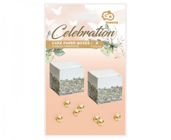 Кутийки за сладки или подаръчета със златни елементи - 6 бр. /Gd/