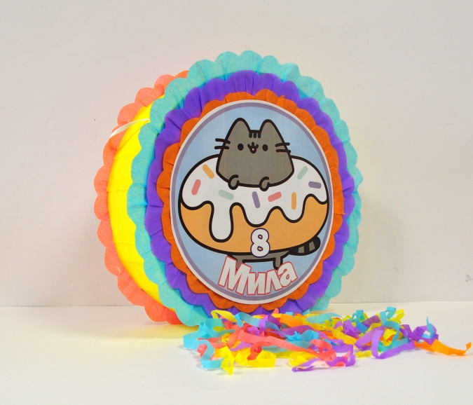 Пинята Коте Пушийн Pusheen, две лица 40х40 см