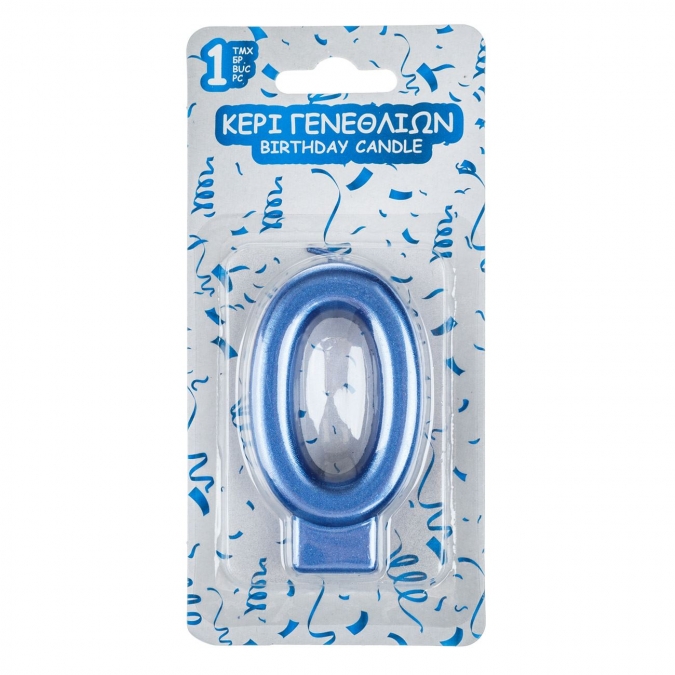 Свещичка цифра 3, цвят син металик /Mb/