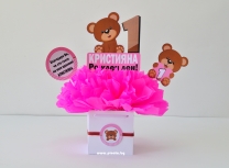Украса за маса Мече Теди първи рожден ден, момиче