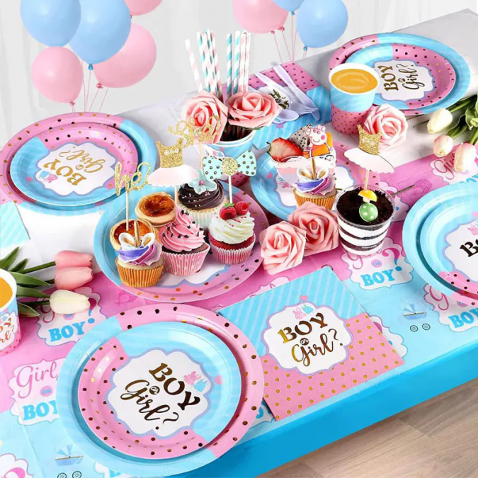 Хартиена чинийка Boy or Girl за разкриване на пола, 18 см, 10 бр. /Km/