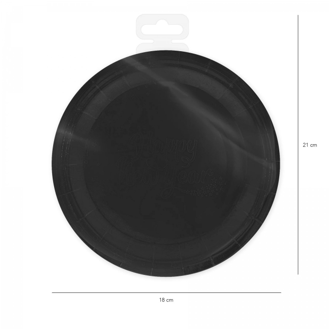 Хартиена парти чинийка черна, 18 см, 6 бр. в опаковка /Pp/