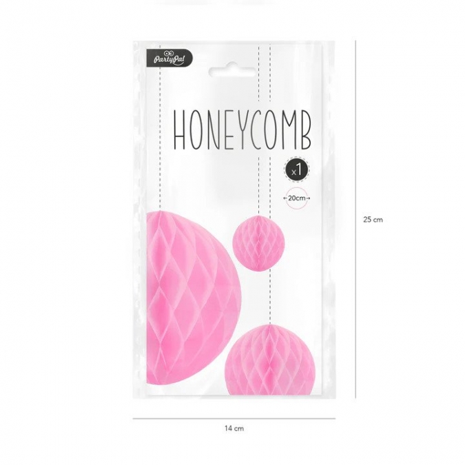 Висяща декорация - топка тип пчелна пита, ф 20 см, цвят розов  /Pp/