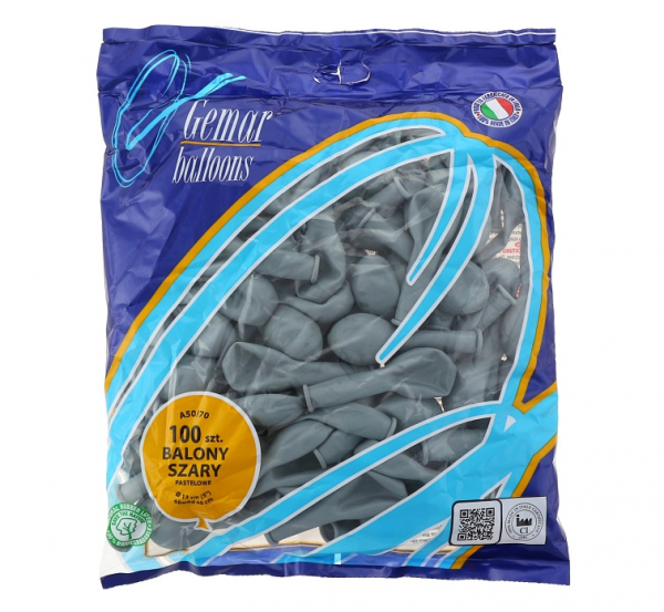 Балон сив пастел, диаметър 13 см, 10 бр. в пакет A 50 #070