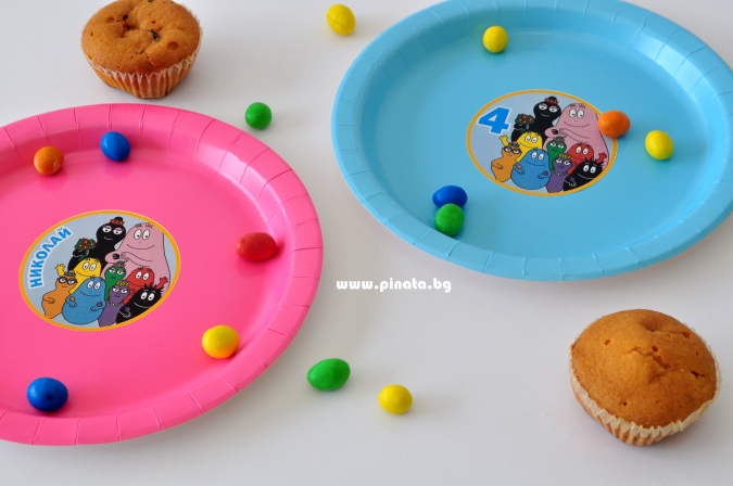 Персонализирана хартиена парти чинийка Барбарони, 6бр. пакет