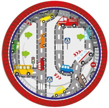 Комплект хартиена парти чинийка и чашка Транспортни средства, кола, автобус, пожарна, 8 бр. в опаковка /Tr/