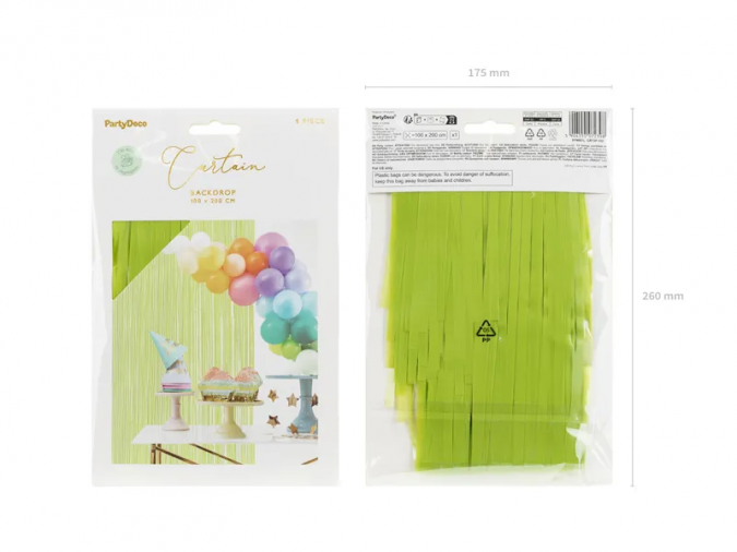 Ресни за декорация, цвят светло зелен пастел, 100х200см /Pd/