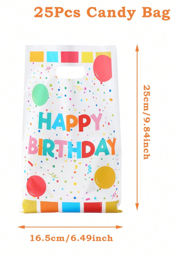 Подаръчни торбички, пликове за сладки "Шарени балони",16х25см, 25 бр. /Ch/