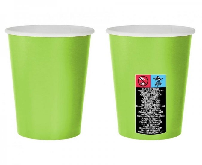 Хартиена парти чашка зелена 270 мл, 14 бр. в опаковка /Gd/