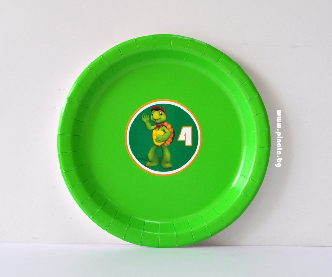 Персонализирана хартиена парти чинийка Костенурката Франклин, 6бр. пакет