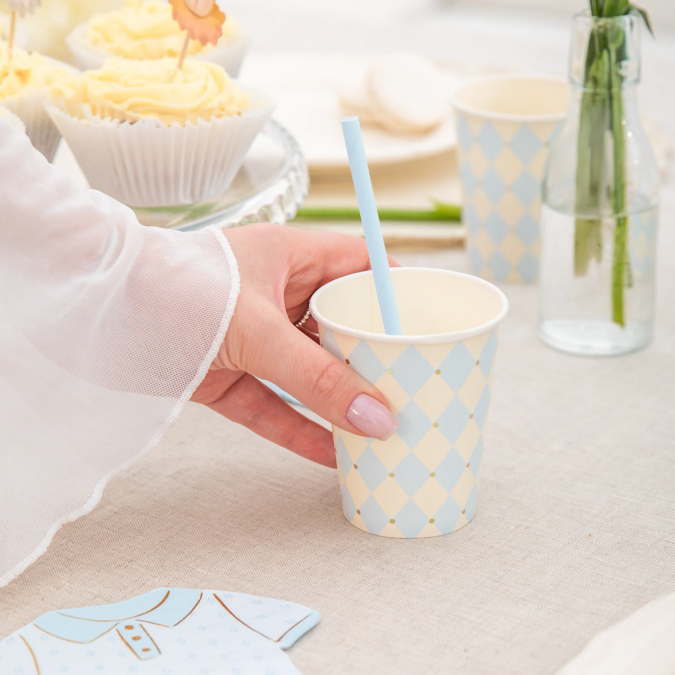 Хартиена чашка Бебе момче ромбоиди, 270 мл, 6 бр. в опаковка /Pp/