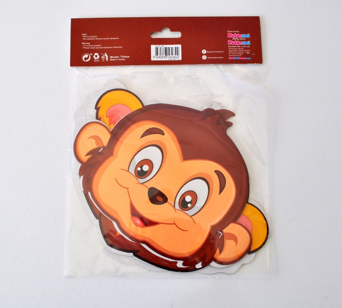 Парти маски Животни, сафари, джунгла, /лъв, слон, маймуна/, 6 бр. в пакет