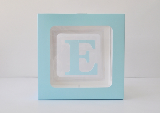 Комплект 4бр. декоративни прозрачни кутии за балони - Love, Baby, Boy, Girl ...цвят син /Tr/