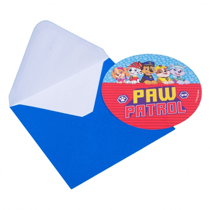 Покана за рожден ден Пес Патрул с включени пликове, 6 бр. в опаковка /mb/