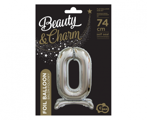 Фолиев стоящ балон цифра 6, цвят сребро, 76 см височина /Gd/