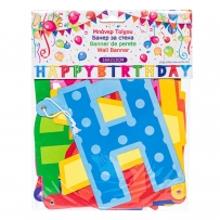 Банер гирлянд с текст Happy Birthday, 2,13 м дължина /MB/