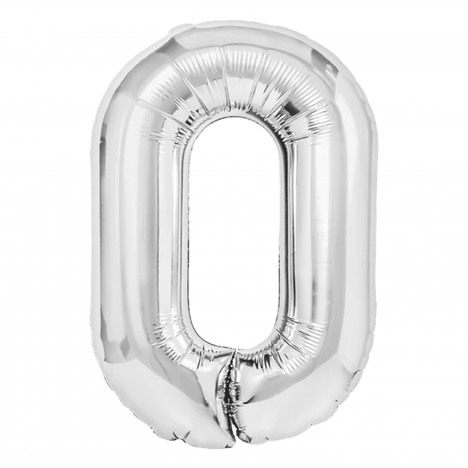 Фолиев балон цифра 9, цвят сребърен, 40см /Pp/
