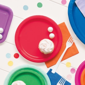 Хартиена парти чинийка червена, 23 см, 16 бр. в опаковка