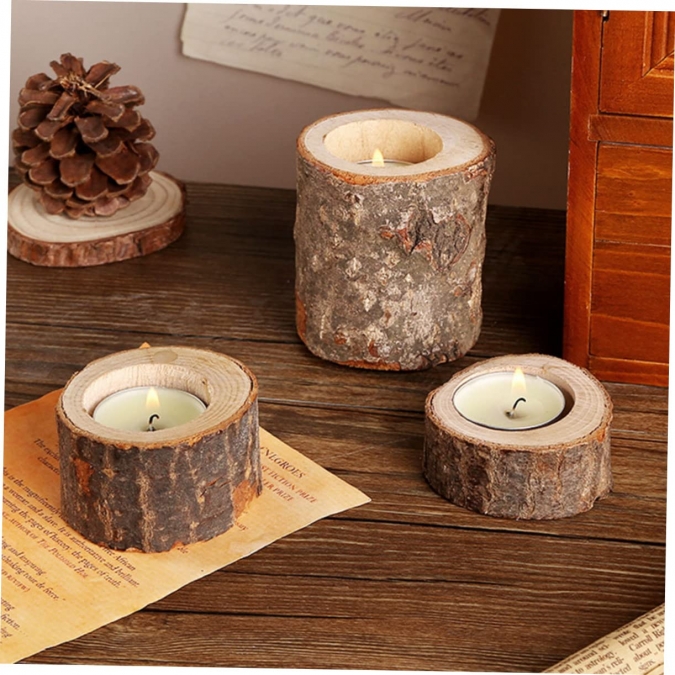 Дървен свещник 8х5см /Sa/