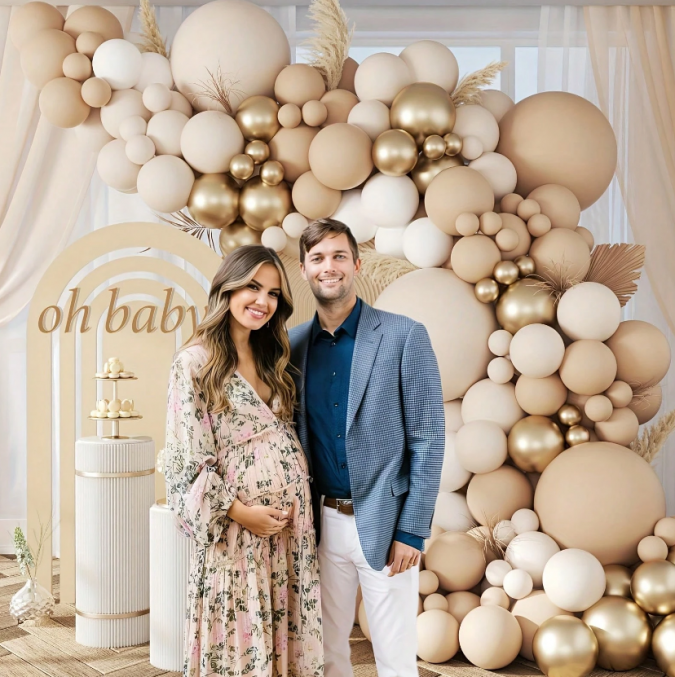 Комплект за арка 102 бр. балони в бяло, лате и златно хром /Ch/