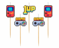 Свещички за рожден ден Геймърски рожден ден, Майнкрафт, Game On, 5 броя /Gd/