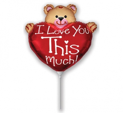 Фолиев балон Сърце с Мече I Love You, Свети Валентин, 30см /Gd/