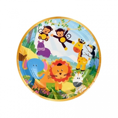 Хартиена чинийка Сафари, Джунгла, Животни, 10бр. в пакет /Km/