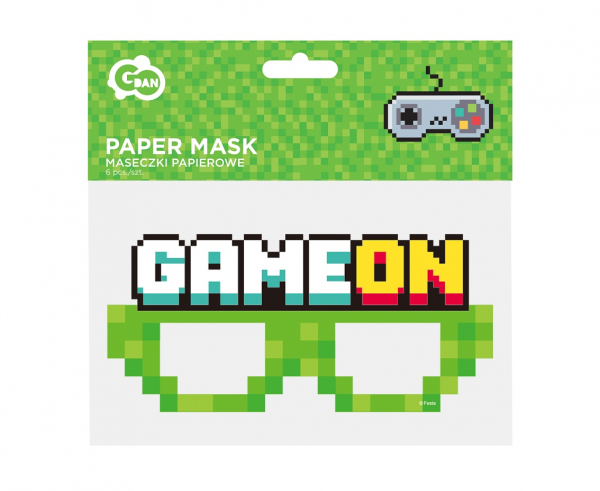 Парти маски Геймърски рожде ден /Майнкрафт/ GAME ON, 6 бр. в опаковка /Gd/