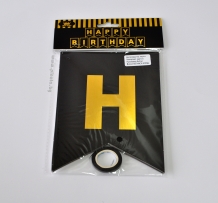 Банер комплект Happy Birthday / Честит Рожден Ден, черен със златни букви