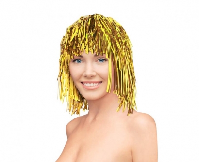Перука от фолио цвят злато /Gd/