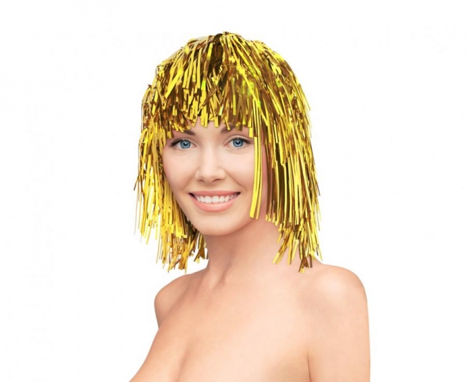 Перука от фолио цвят злато /Gd/