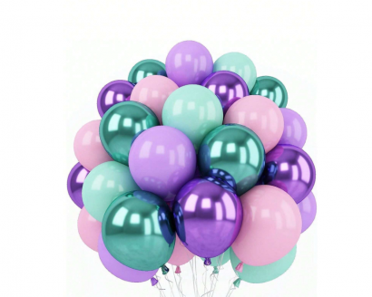 Комплект 26 бр. балони хром в лилаво, зелено и розово /Ch/