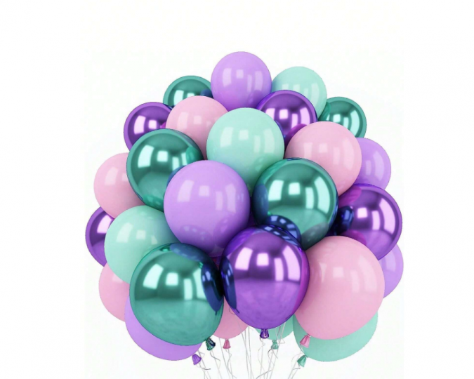 Комплект 26 бр. балони хром в лилаво, зелено и розово /Ch/