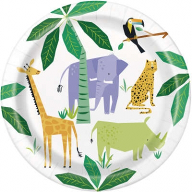 Хартиена парти чинийка Животни Джунгла Сафари 23 см / Animal Jungle, 8 бр. в опаковка