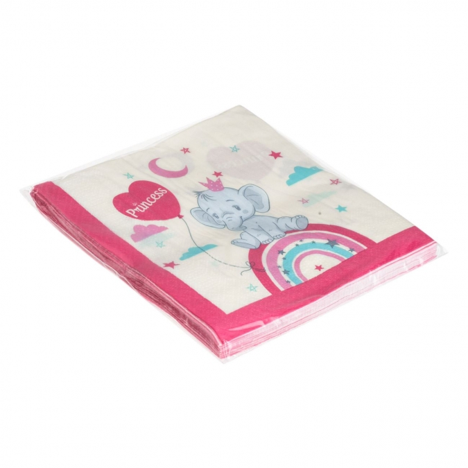 Парти салфетки Бебе, слонче, момиче, Princess, 12 бр. в пакет /Mb/