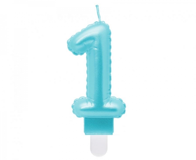 Свещ цвят светло син перла, цифра 7 /Gd/