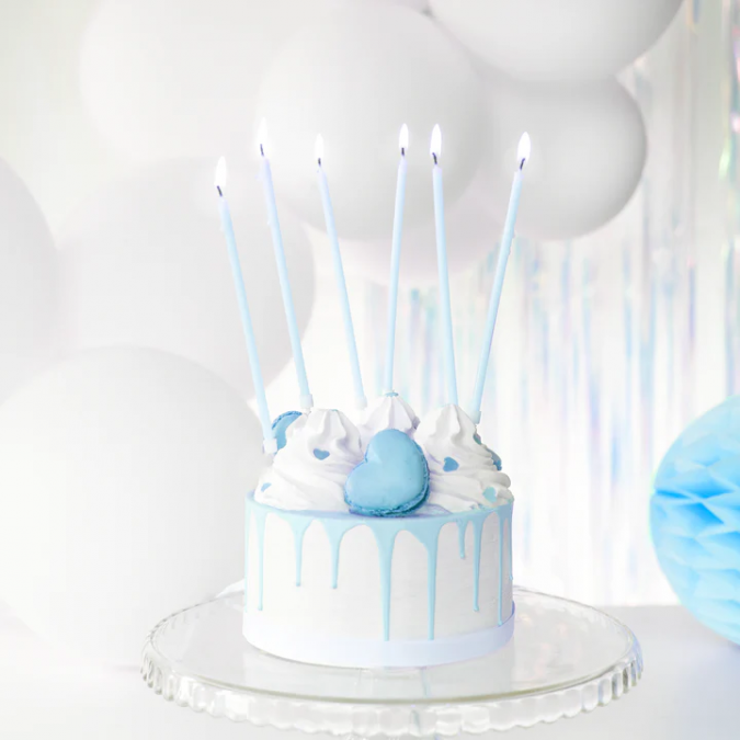 Свещички, дълги сини, 8 бр. в опаковка /Pp/