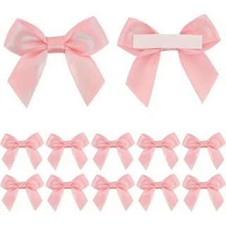 Елегантни сатенени панделки за декорация, цвят розов, 10 бр. 6,3см /Tm/