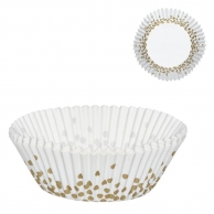 Подложка за печене на мъфини, 100 бр. в опаковка в бяло и златни точки /Mb/