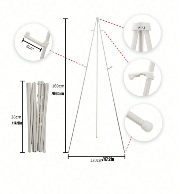 Статив със сгъваеми крака, 160см височина, цвят бял /Ch/