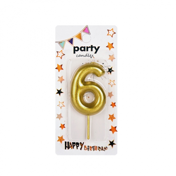 Свещичка металик цвят злато, цифра 2 /Km/