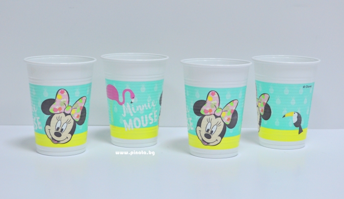 Пластмасова парти чашка Мини Маус Фламинго 200 мл, 8 бр. в опаковка