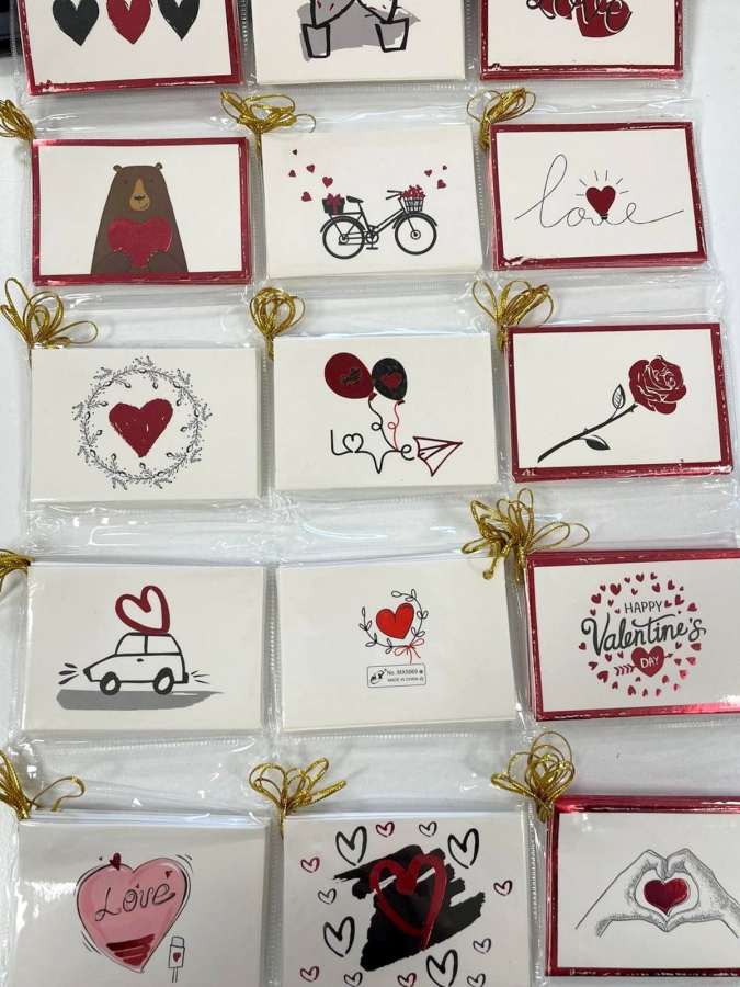 Мини поздравителна картичка, Свети Валентин, Love, 9x6см, различни стилове /Tr/